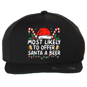 Most Likely To Offer Santa A Beer Funny Drinking Christmas Wool Snapback Cap