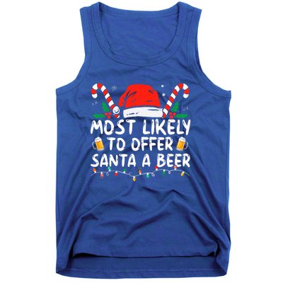 Most Likely To Offer Santa A Beer Funny Drinking Christmas Tank Top