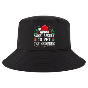 Most Likely To Pet The Reindeer Funny Christmas Cool Comfort Performance Bucket Hat