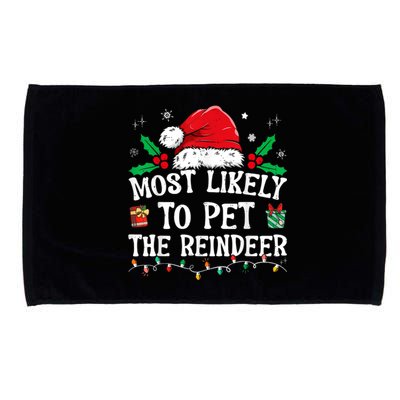 Most Likely To Pet The Reindeer Funny Christmas Microfiber Hand Towel