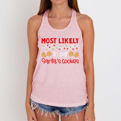 Most Likely To Gift Funny Matching Family Christmas Pjs Meaningful Gift Women's Knotted Racerback Tank