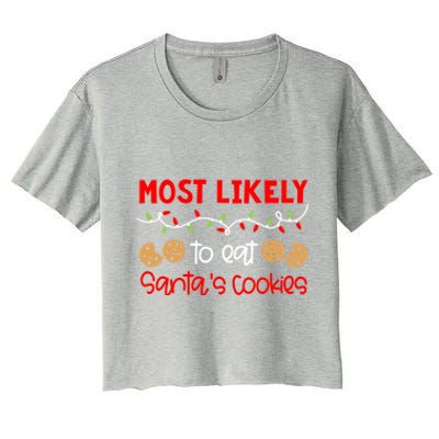 Most Likely To Gift Funny Matching Family Christmas Pjs Meaningful Gift Women's Crop Top Tee