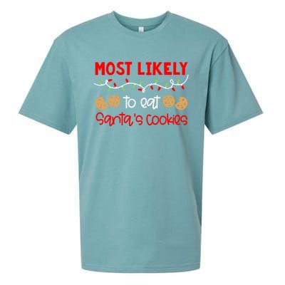 Most Likely To Gift Funny Matching Family Christmas Pjs Meaningful Gift Sueded Cloud Jersey T-Shirt