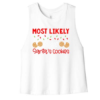 Most Likely To Gift Funny Matching Family Christmas Pjs Meaningful Gift Women's Racerback Cropped Tank