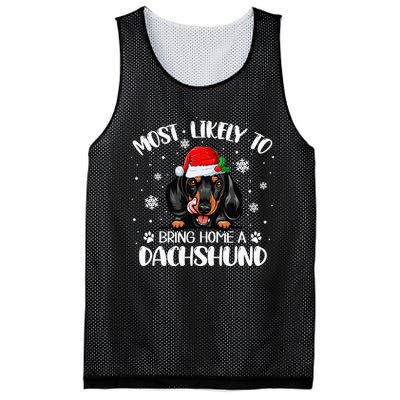 Most Likely To Bring Home A Dachshund Funny Xmas Dog Lover Mesh Reversible Basketball Jersey Tank