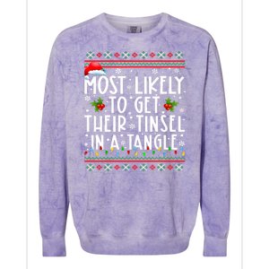 Most Likely To Get Their Tinsel In A Tangle Christmas Lights Colorblast Crewneck Sweatshirt