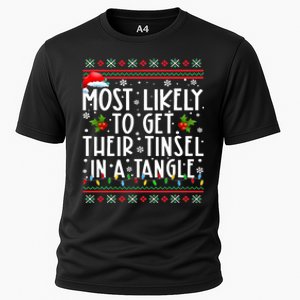 Most Likely To Get Their Tinsel In A Tangle Christmas Lights Cooling Performance Crew T-Shirt