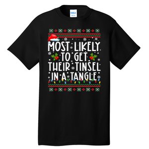 Most Likely To Get Their Tinsel In A Tangle Christmas Lights Tall T-Shirt