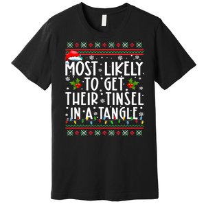 Most Likely To Get Their Tinsel In A Tangle Christmas Lights Premium T-Shirt