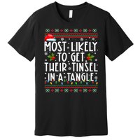 Most Likely To Get Their Tinsel In A Tangle Christmas Lights Premium T-Shirt