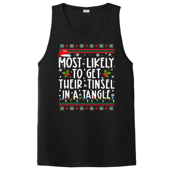 Most Likely To Get Their Tinsel In A Tangle Christmas Lights PosiCharge Competitor Tank