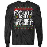 Most Likely To Get Their Tinsel In A Tangle Christmas Lights Tie-Dye Long Sleeve Shirt