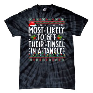 Most Likely To Get Their Tinsel In A Tangle Christmas Lights Tie-Dye T-Shirt