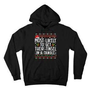 Most Likely To Get Their Tinsel In A Tangle Christmas Lights Tall Hoodie