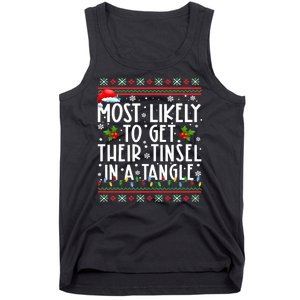 Most Likely To Get Their Tinsel In A Tangle Christmas Lights Tank Top