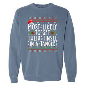 Most Likely To Get Their Tinsel In A Tangle Christmas Lights Garment-Dyed Sweatshirt