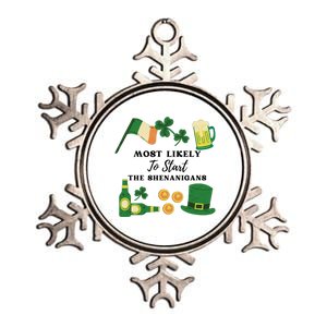 Most Likely To Start The Shenanigans Funny St Patricks Day Metallic Star Ornament