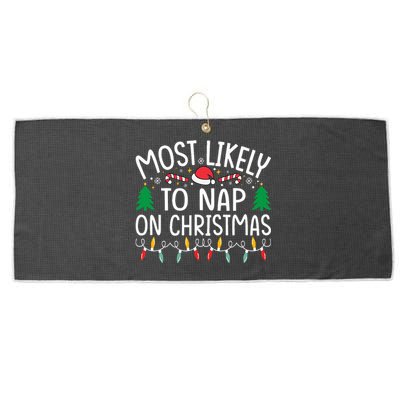 Most Likely To Nap On Christmas Family Christmas Pajamas  Large Microfiber Waffle Golf Towel