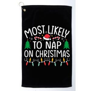 Most Likely To Nap On Christmas Family Christmas Pajamas  Platinum Collection Golf Towel