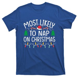 Most Likely To Nap On Christmas Family Christmas Pajamas  T-Shirt