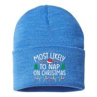 Most Likely To Nap On Christmas Family Christmas Pajamas  Sustainable Knit Beanie