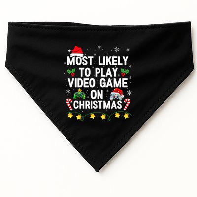 Most Likely To Play Video Games On Gaming Christmas Gift USA-Made Doggie Bandana