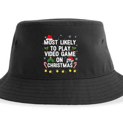 Most Likely To Play Video Games On Gaming Christmas Gift Sustainable Bucket Hat