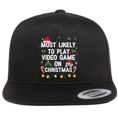 Most Likely To Play Video Games On Gaming Christmas Gift Flatbill Hat