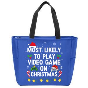 Most Likely To Play Video Games On Gaming Christmas Gift Zip Tote Bag