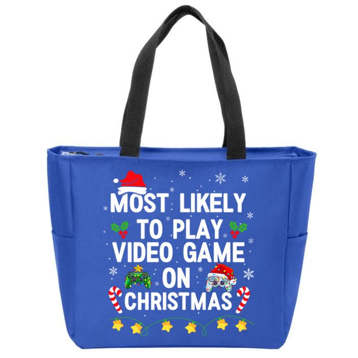 Most Likely To Play Video Games On Gaming Christmas Gift Zip Tote Bag