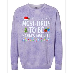 Most Likely To Be SantaS Favorite Christmas Family Matching Gift Colorblast Crewneck Sweatshirt