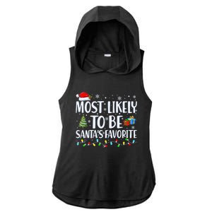 Most Likely To Be SantaS Favorite Christmas Family Matching Gift Ladies PosiCharge Tri-Blend Wicking Draft Hoodie Tank