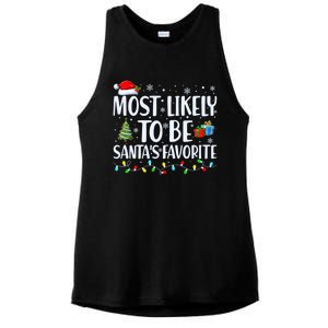 Most Likely To Be SantaS Favorite Christmas Family Matching Gift Ladies PosiCharge Tri-Blend Wicking Tank