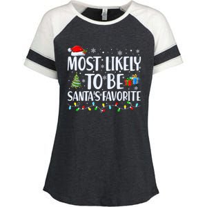 Most Likely To Be SantaS Favorite Christmas Family Matching Gift Enza Ladies Jersey Colorblock Tee