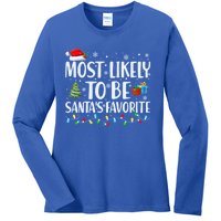 Most Likely To Be SantaS Favorite Christmas Family Matching Gift Ladies Long Sleeve Shirt