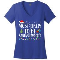 Most Likely To Be SantaS Favorite Christmas Family Matching Gift Women's V-Neck T-Shirt