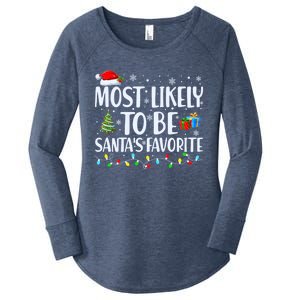 Most Likely To Be SantaS Favorite Christmas Family Matching Gift Women's Perfect Tri Tunic Long Sleeve Shirt