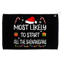 Most Likely To Start All The Shenanigans Family Christmas Grommeted Golf Towel