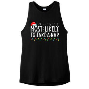 Most Likely To Take A Nap Christmas Vacation Ladies PosiCharge Tri-Blend Wicking Tank