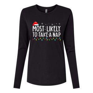 Most Likely To Take A Nap Christmas Vacation Womens Cotton Relaxed Long Sleeve T-Shirt