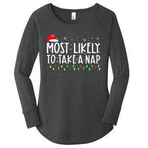 Most Likely To Take A Nap Christmas Vacation Women's Perfect Tri Tunic Long Sleeve Shirt