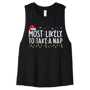 Most Likely To Take A Nap Christmas Vacation Women's Racerback Cropped Tank