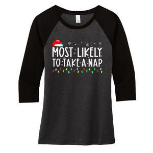 Most Likely To Take A Nap Christmas Vacation Women's Tri-Blend 3/4-Sleeve Raglan Shirt