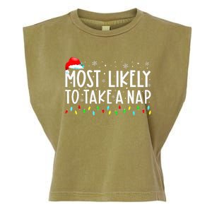 Most Likely To Take A Nap Christmas Vacation Garment-Dyed Women's Muscle Tee