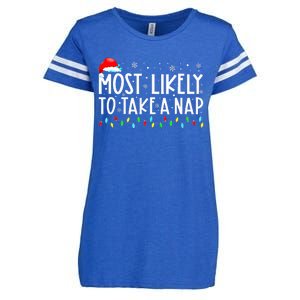 Most Likely To Take A Nap Christmas Vacation Enza Ladies Jersey Football T-Shirt