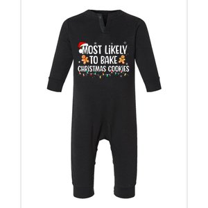 Most Likely To Bake Christmas Cookies Funny Family Christmas Infant Fleece One Piece