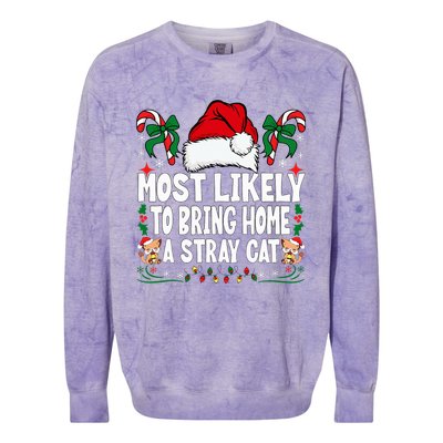 Most Likely To Bring Home A Stray Cat Matching Christmas Colorblast Crewneck Sweatshirt