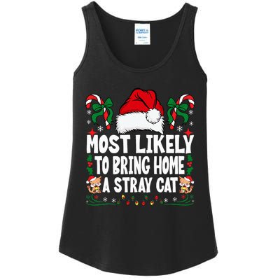 Most Likely To Bring Home A Stray Cat Matching Christmas Ladies Essential Tank