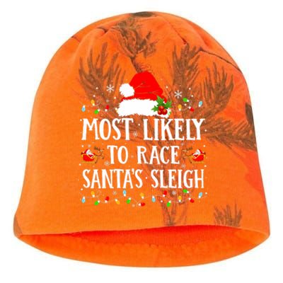 Most Likely To Race SantaS Sleigh Christmas Family Matching Kati - Camo Knit Beanie