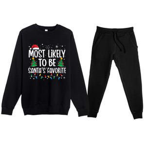 Most Likely To Be SantaS Favorite Family Christmas Matching Premium Crewneck Sweatsuit Set